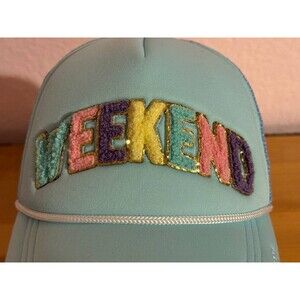 Simply Southern WEEKEND Women's Aqua Hat Cap Adjustable Snapback